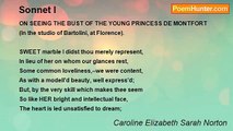 Caroline Elizabeth Sarah Norton - Sonnet I