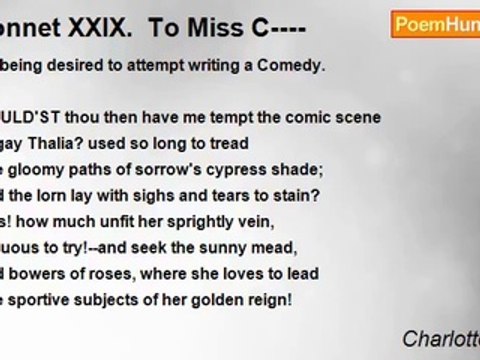 Charlotte Smith - Sonnet XXIX. To Miss C