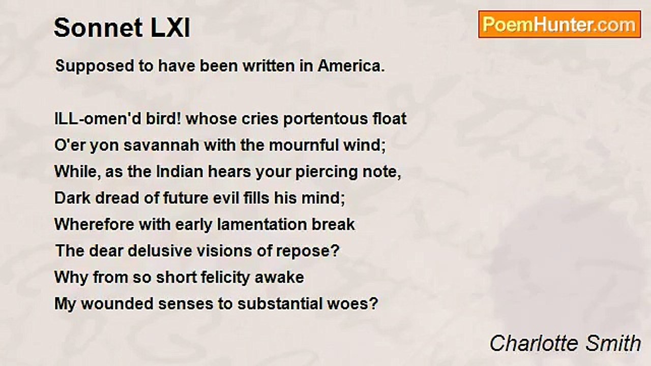 Charlotte Smith - Sonnet LXI