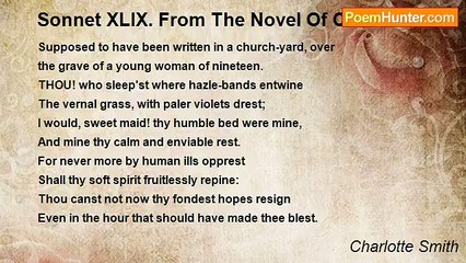 Charlotte Smith - Sonnet XLIX. From The Novel Of Celestina
