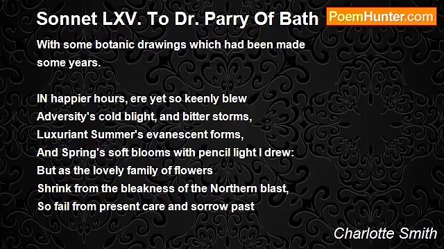 Charlotte Smith - Sonnet LXV. To Dr. Parry Of Bath