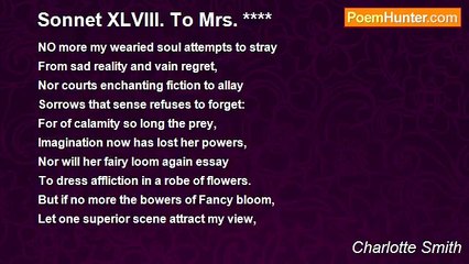 Charlotte Smith - Sonnet XLVIII. To Mrs. ****