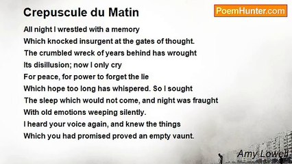 Amy Lowell - Crepuscule du Matin