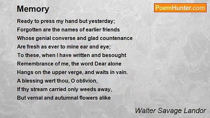 Walter Savage Landor - Memory