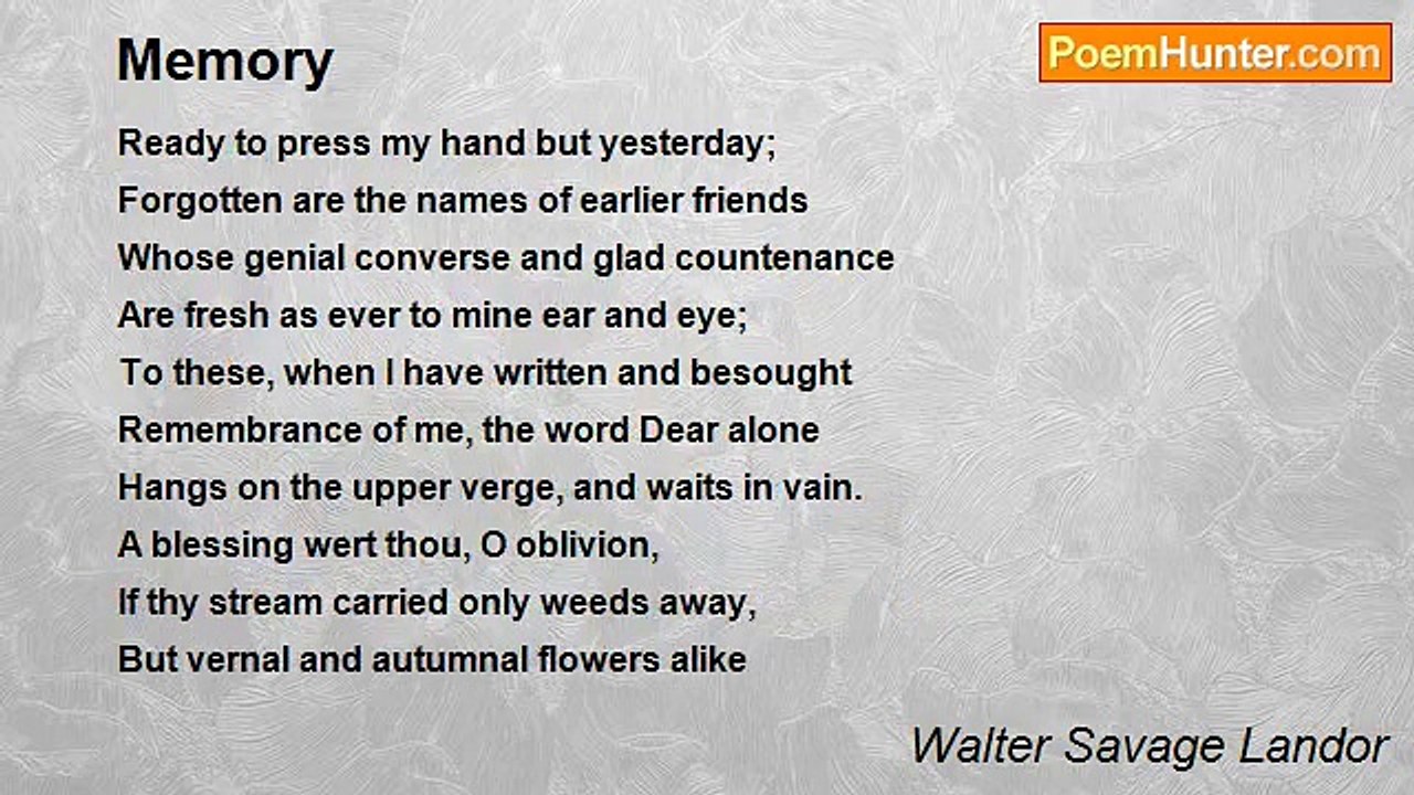Walter Savage Landor - Memory