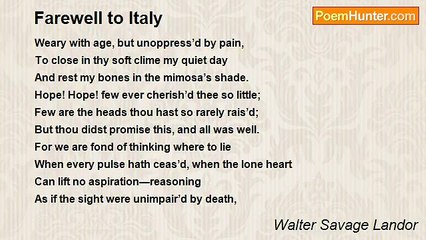 Walter Savage Landor - Farewell to Italy
