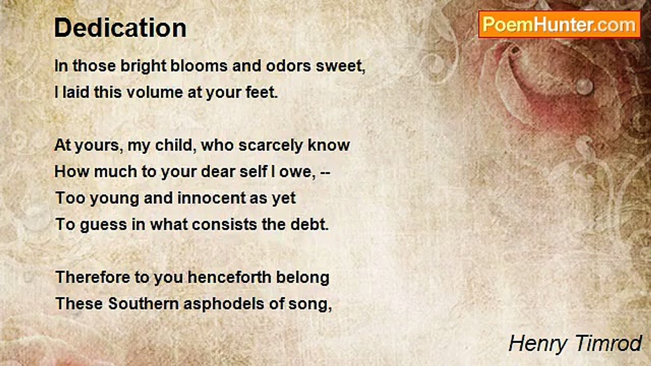 Henry Timrod - Dedication