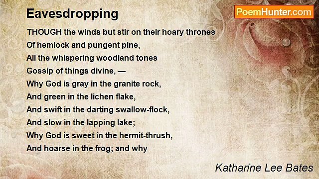 Katharine Lee Bates - Eavesdropping