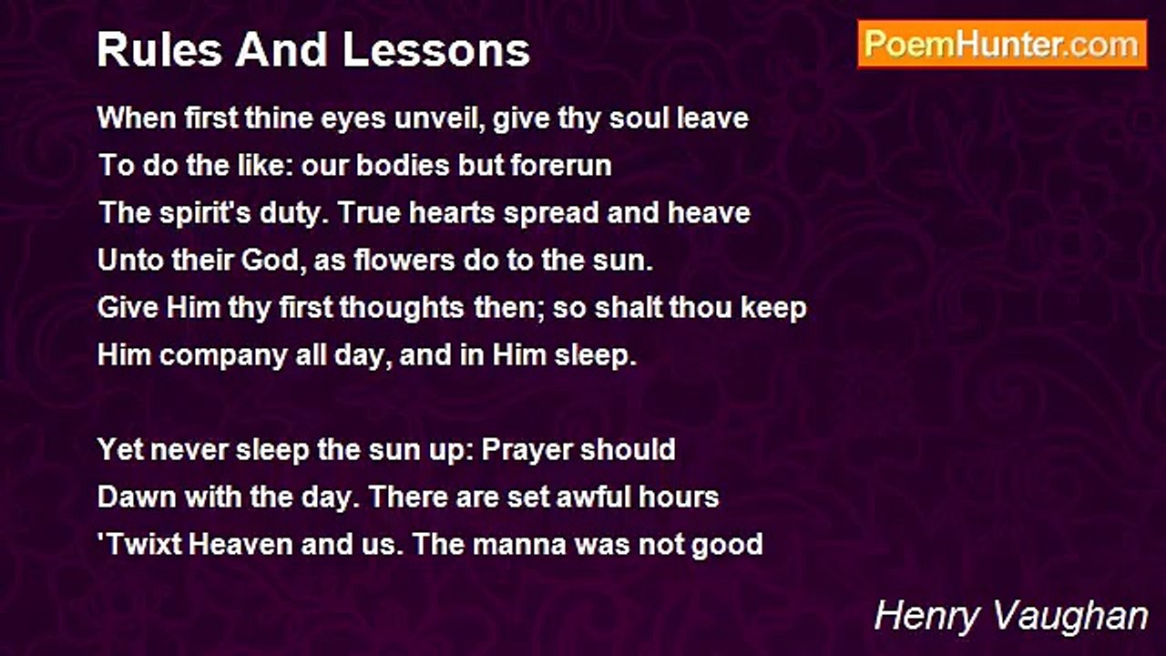 Henry Vaughan - Rules And Lessons