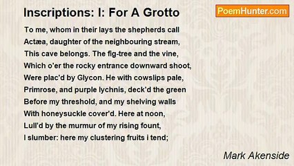 Mark Akenside - Inscriptions: I: For A Grotto