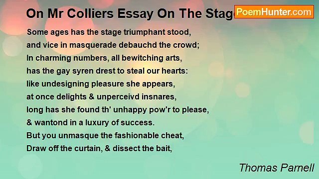 Thomas Parnell - On Mr Colliers Essay On The Stage
