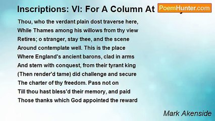 Mark Akenside - Inscriptions: VI: For A Column At Runnymede
