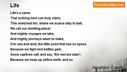 Abraham Cowley - Life