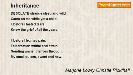 Marjorie Lowry Christie Pickthall - Inheritance