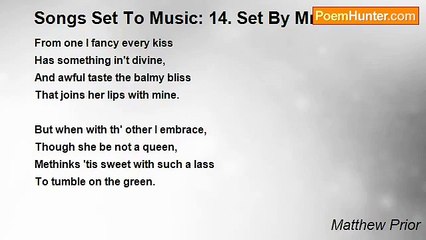 Matthew Prior - Songs Set To Music: 14. Set By Mr. Smith