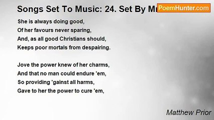 Matthew Prior - Songs Set To Music: 24. Set By Mr. C. R.