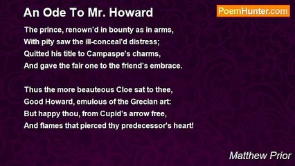 Matthew Prior - An Ode To Mr. Howard