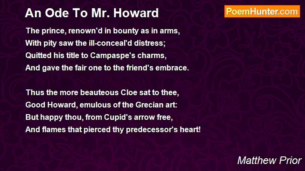 Matthew Prior - An Ode To Mr. Howard
