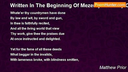 Matthew Prior - Written In The Beginning Of Mezeray's History Of France