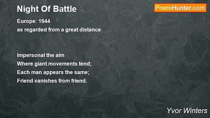 Yvor Winters - Night Of Battle