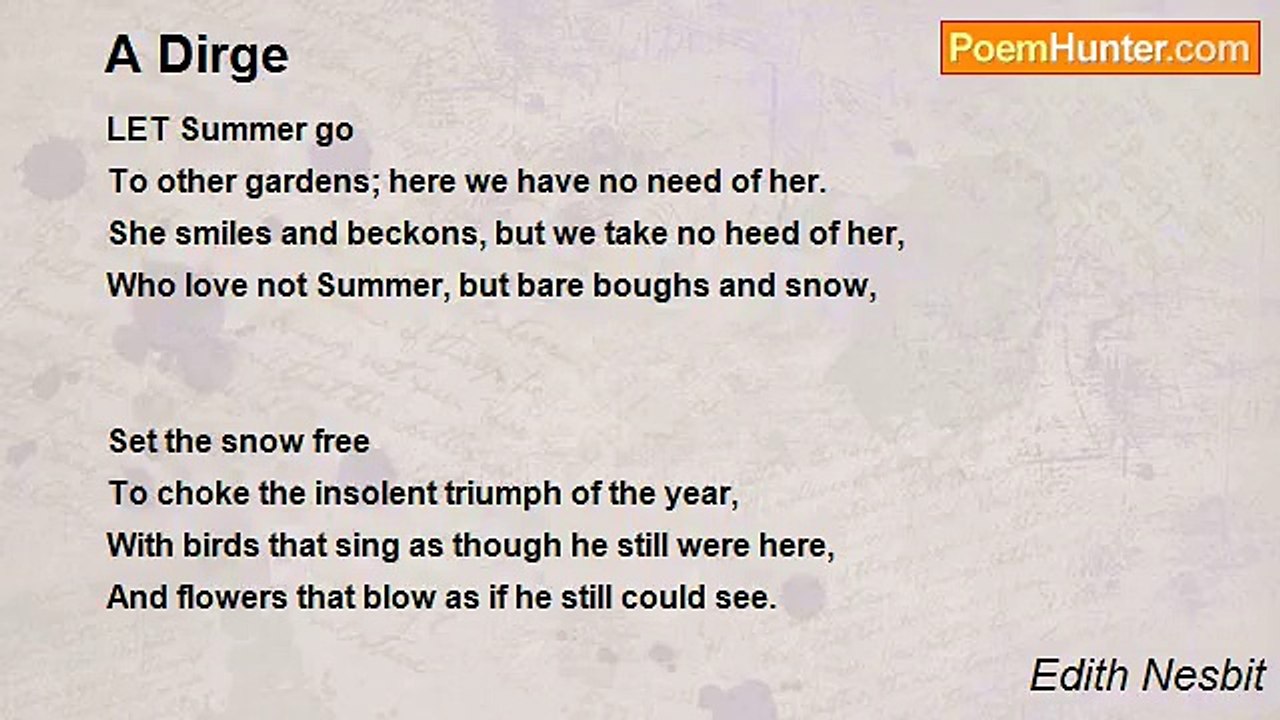 Edith Nesbit - A Dirge