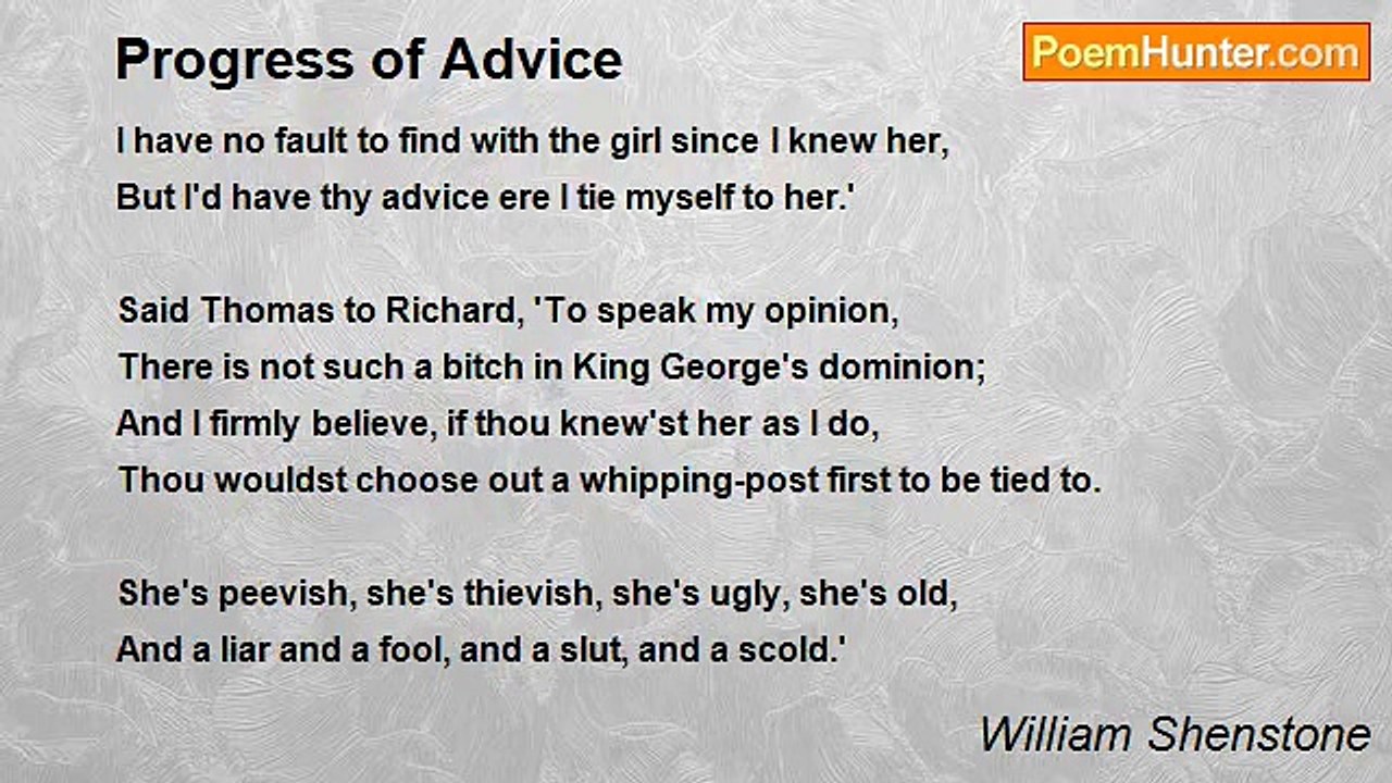 William Shenstone - Progress of Advice