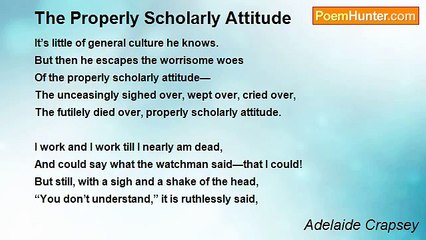 Adelaide Crapsey - The Properly Scholarly Attitude