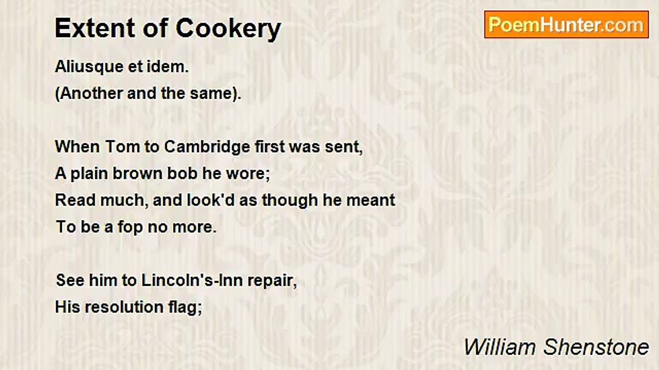 William Shenstone - Extent of Cookery