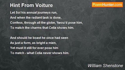 William Shenstone - Hint From Voiture