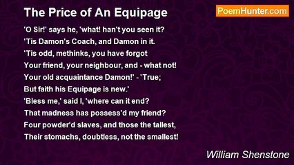 William Shenstone - The Price of An Equipage