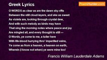 Francis William Lauderdale Adams - Greek Lyrics