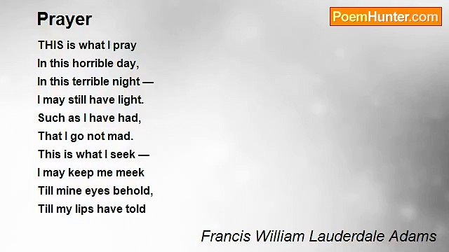 Francis William Lauderdale Adams - Prayer