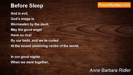 Anne Barbara Ridler - Before Sleep