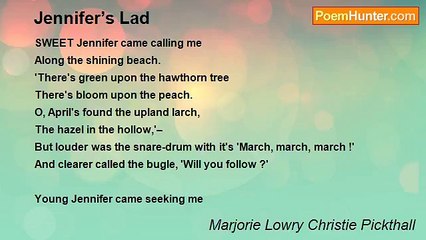 Marjorie Lowry Christie Pickthall - Jennifer’s Lad