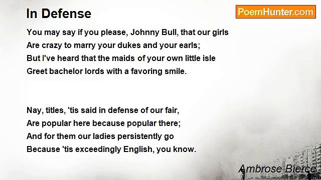 Ambrose Bierce - In Defense