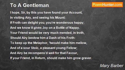 Mary Barber - To A Gentleman