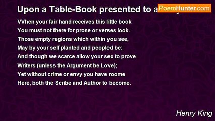 Henry King - Upon a Table-Book presented to a Lady
