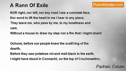 Padraic Colum - A Rann Of Exile