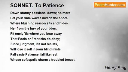 Henry King - SONNET. To Patience