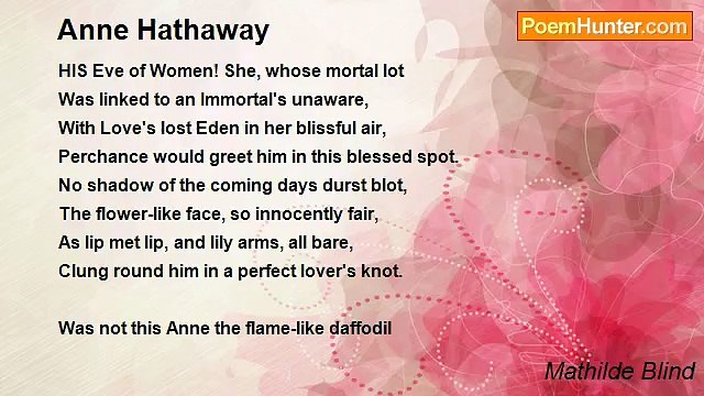 Mathilde Blind - Anne Hathaway