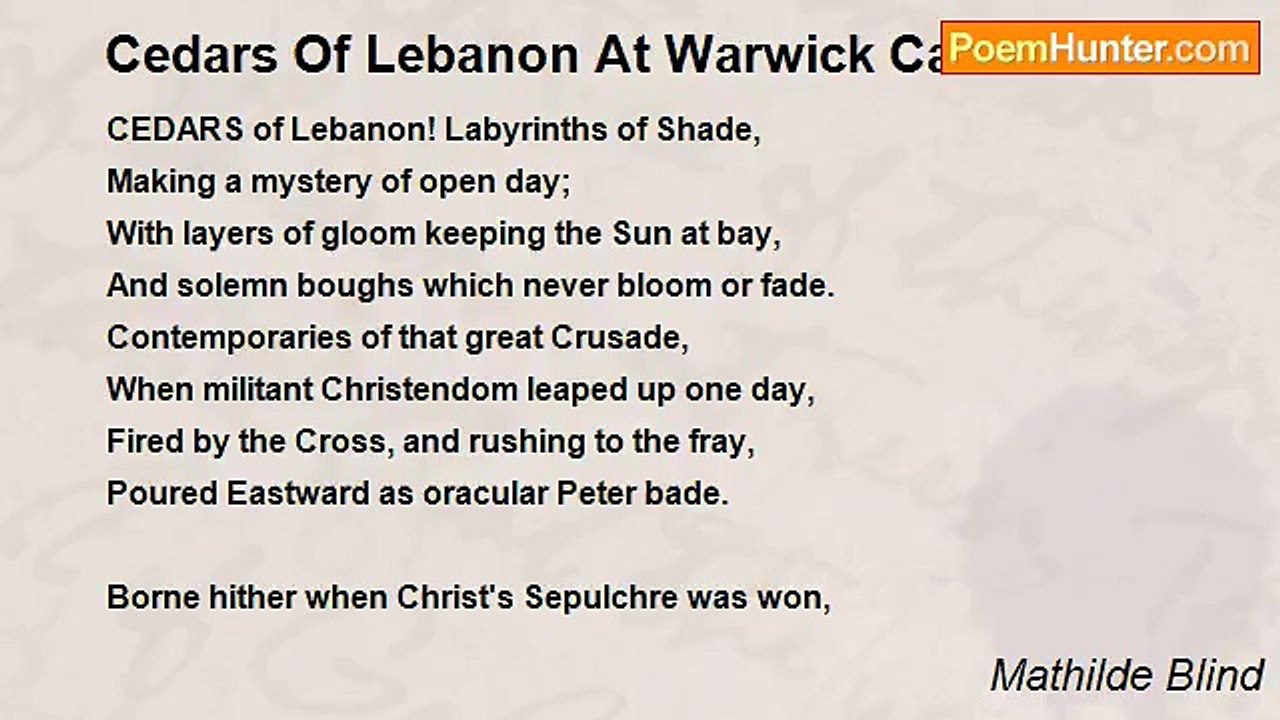 Mathilde Blind - Cedars Of Lebanon At Warwick Castle