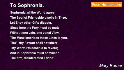 Mary Barber - To Sophronia.