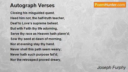 Joseph Furphy - Autograph Verses