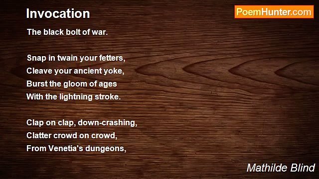 Mathilde Blind - Invocation