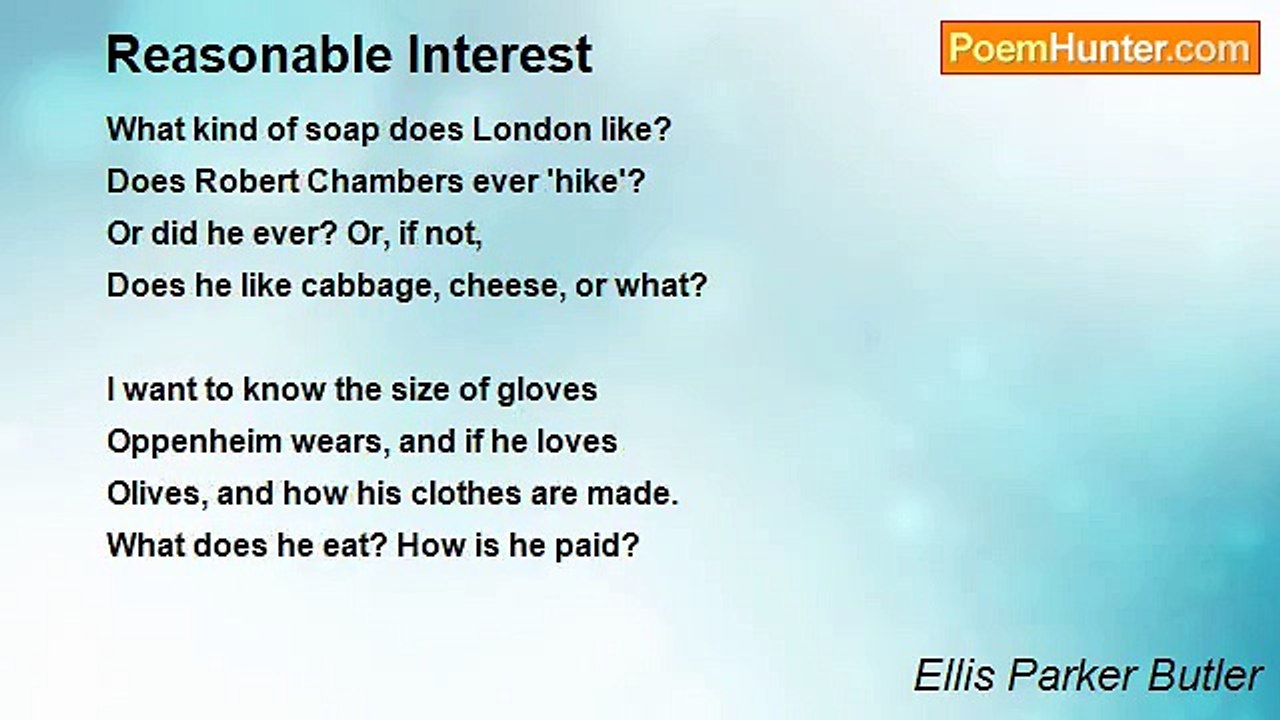 Ellis Parker Butler - Reasonable Interest