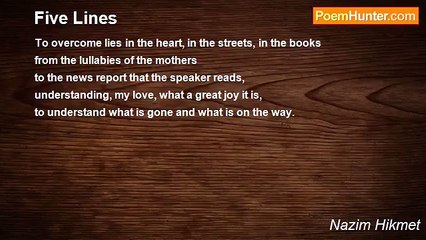 Nazim Hikmet - Five Lines