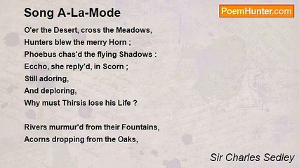 Sir Charles Sedley - Song A-La-Mode