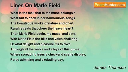 James Thomson - Lines On Marle Field