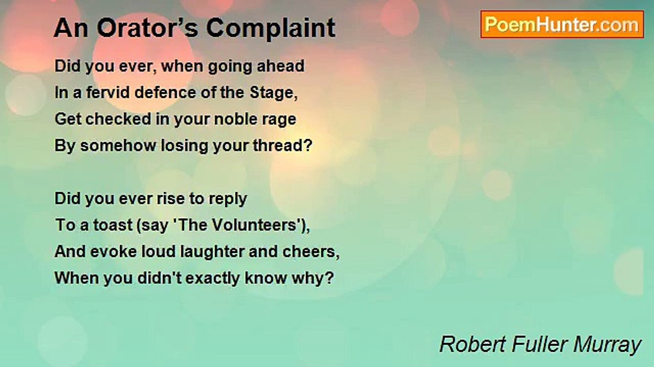 Robert Fuller Murray - An Orator’s Complaint