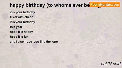 hot 'N cold - happy birthday (to whome ever belong)